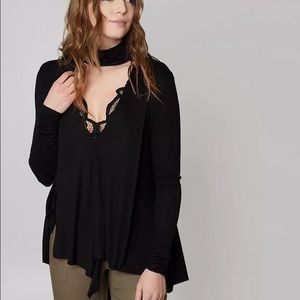 Free People Black Choker Tunic Top